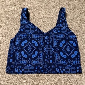 Aerie Offline Navy Blue Paisley Crop Top - L